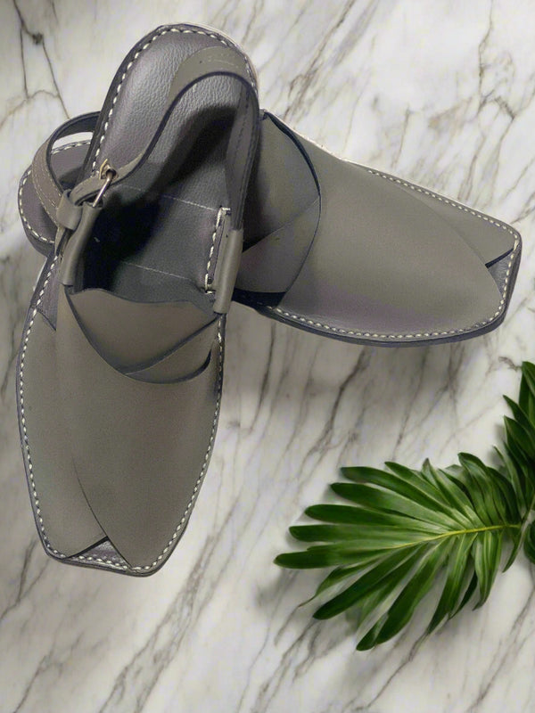 Grey Upper Touch Peshawari Chappal