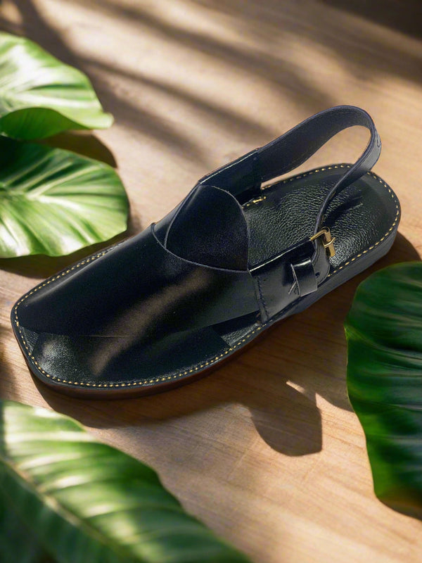 Black upper touch Peshawari Chappal